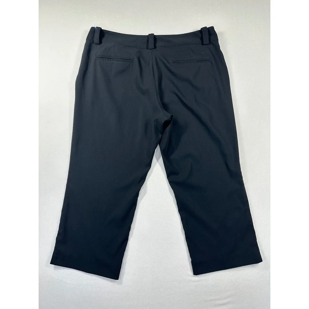 Nike‎ Golf Tour Performance Pants Women 14 Black Dri-FIT Crop Capri Sporty Chic